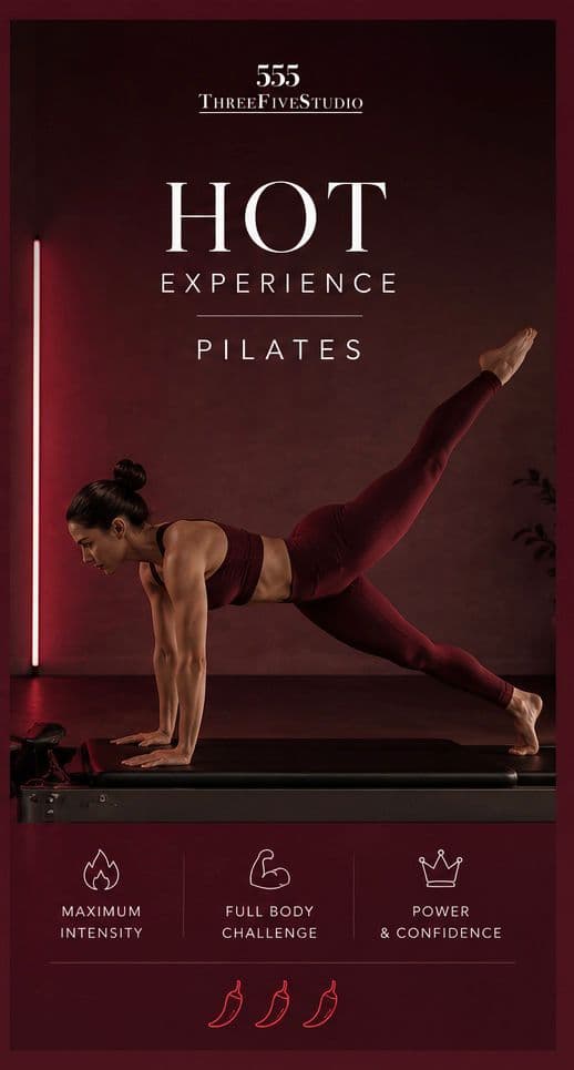 Hot Experience Pilates — Wärme, Rotlicht, intensiv.