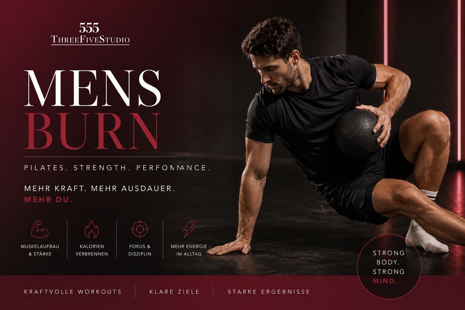 Men's Burn — Pilates für Männer. Kraft, Ausdauer, Performance.
