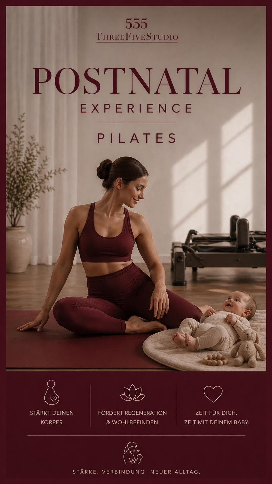Postnatal Experience Pilates — Stärke, Verbindung, neuer Alltag.